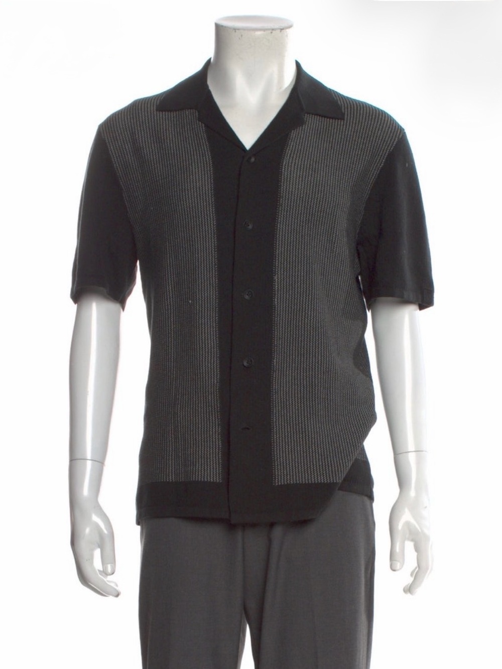 rag & bone Black and Gray Short-Sleeve Button Front Camp Shirt